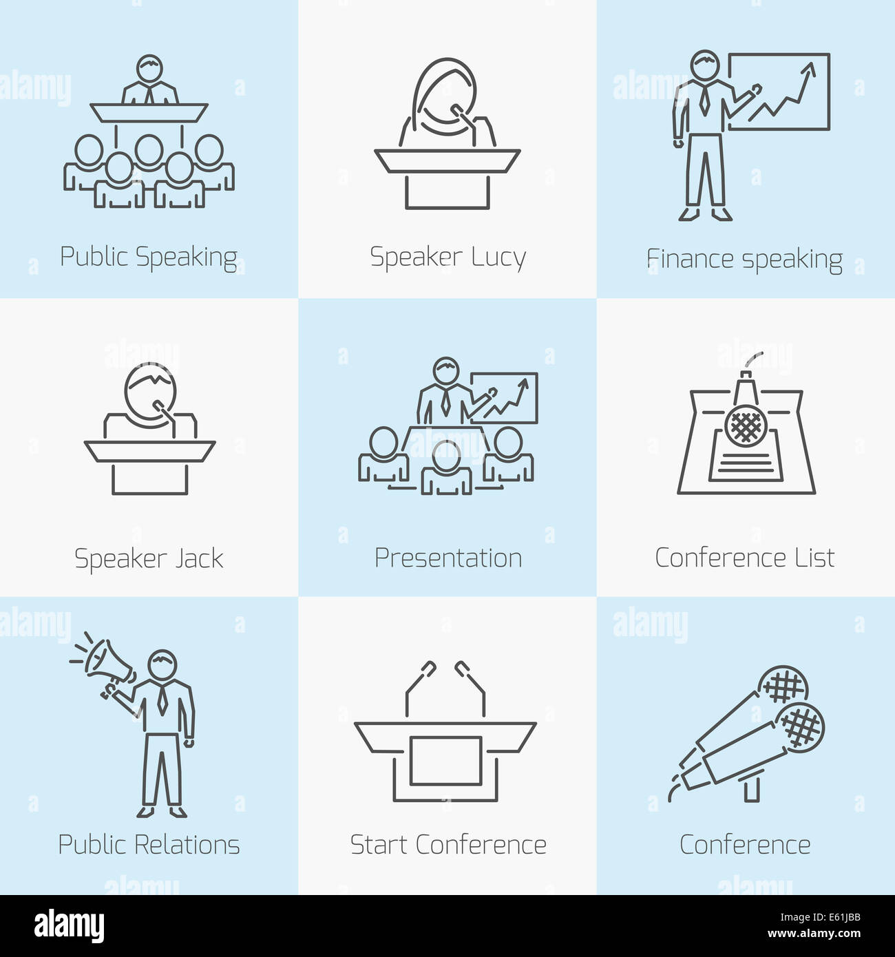 Set of public speaking icons Stock Photo