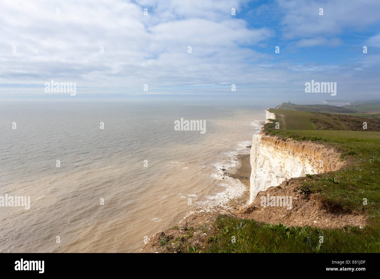 Beachy Head and the steep white chalk cliffs near Eastbourne in East Sussex, Southern England Stock Photo