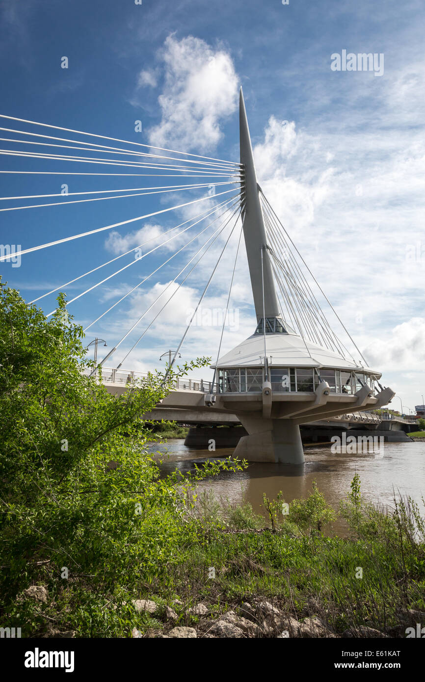 Provencher Bridge over Red River, Winnipeg, Manitoba, Canada, North America. Stock Photo