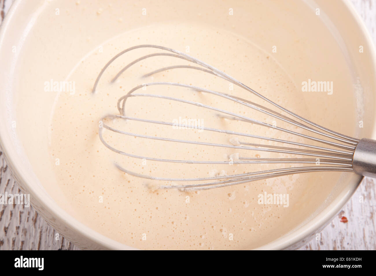 mixed batter  in the mixing bowl Stock Photo