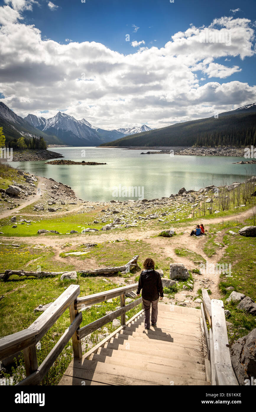 Medicine Lake on Maligne Canyon road, Jasper, Alberta, Canada, North America. Stock Photo