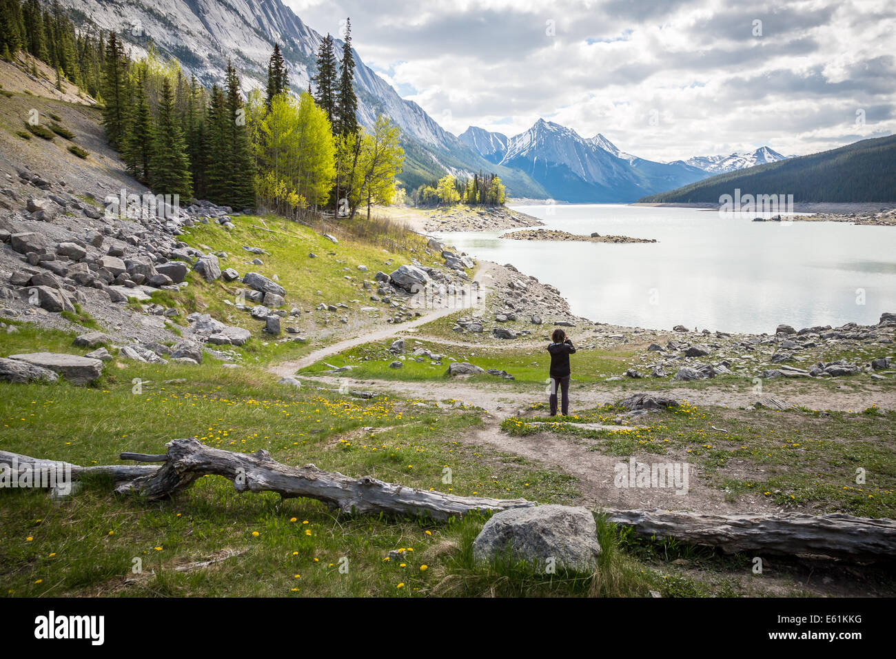 Medicine Lake on Maligne Canyon road, Jasper, Alberta, Canada, North America. Stock Photo