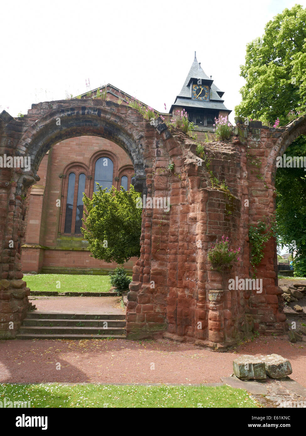 Ruins and St Johns church in Chester Cheshire UK Stock Photo