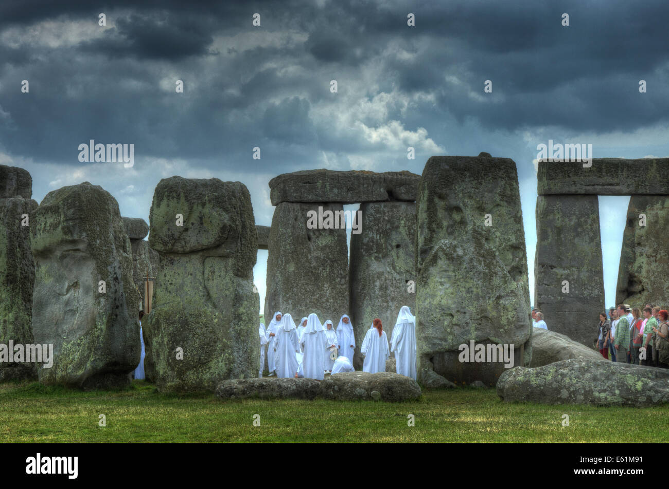stonehenge  druid ceremony  solstice pagan rites Stock Photo