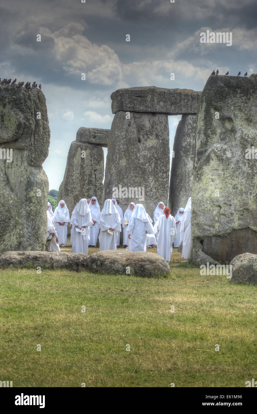 stonehenge  druid ceremony  solstice pagan rites Stock Photo