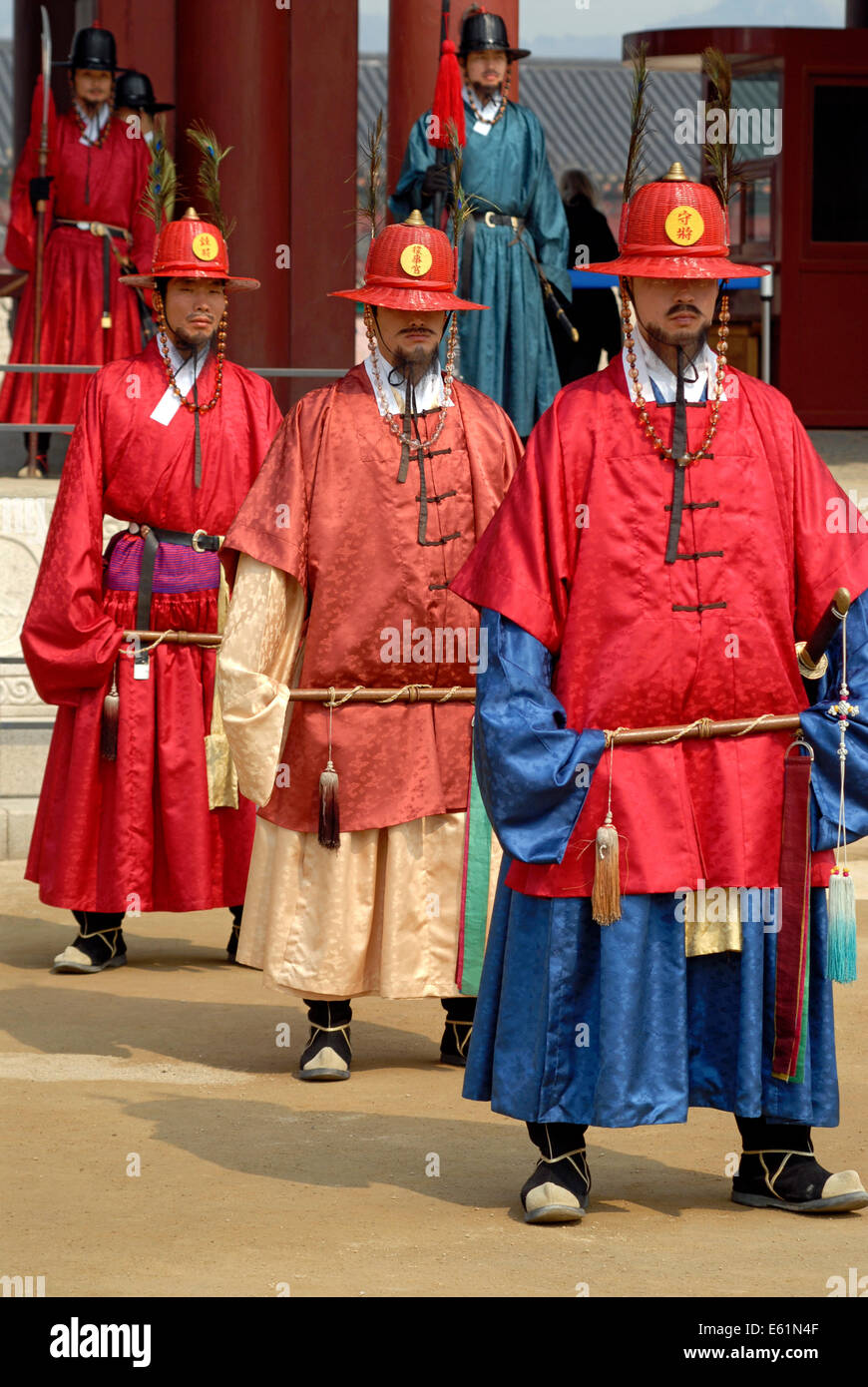 Members of the Korean Imperial Guard in historical uniforms at the