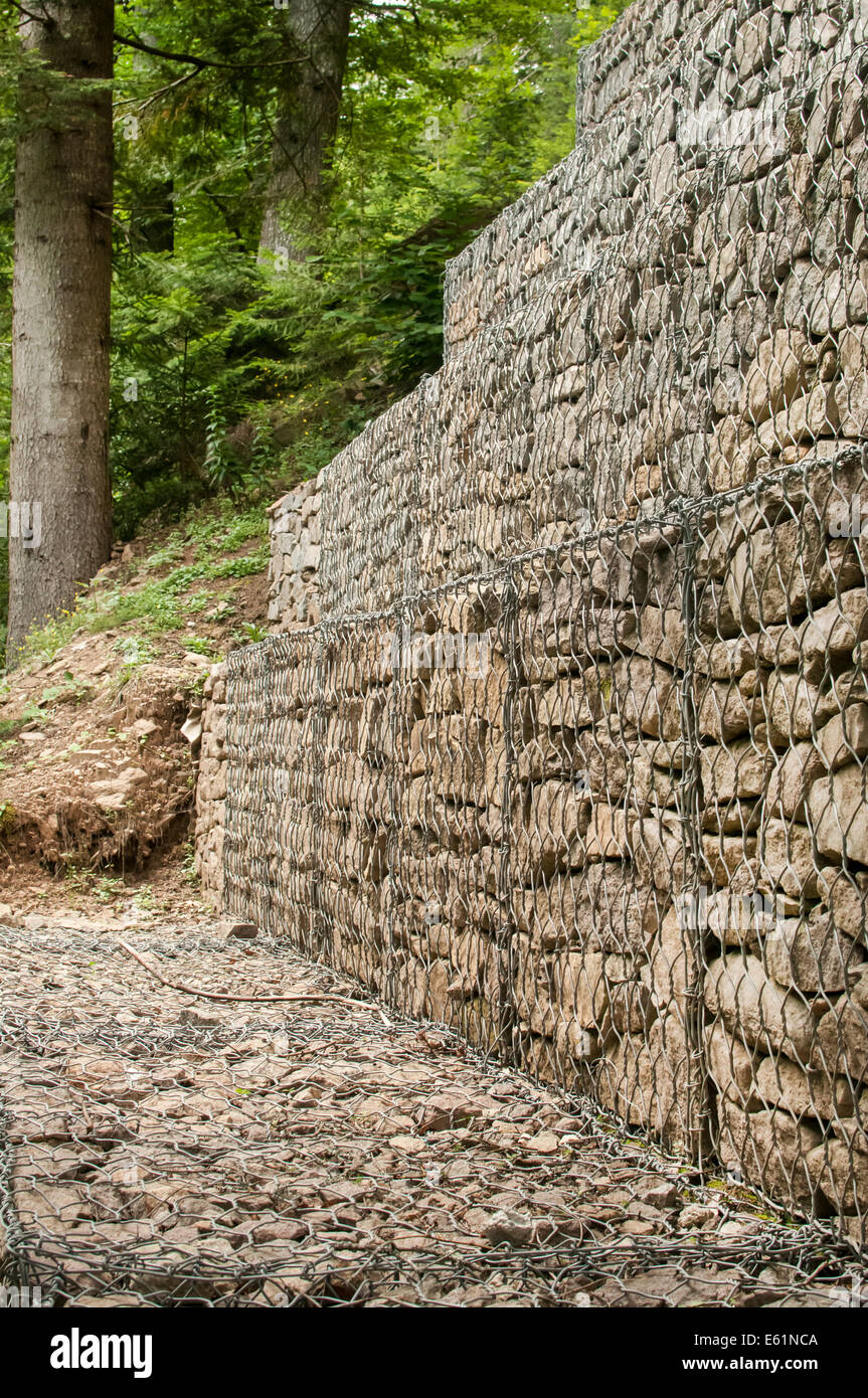 Gabion baskets filled with stones Stock Photo Alamy