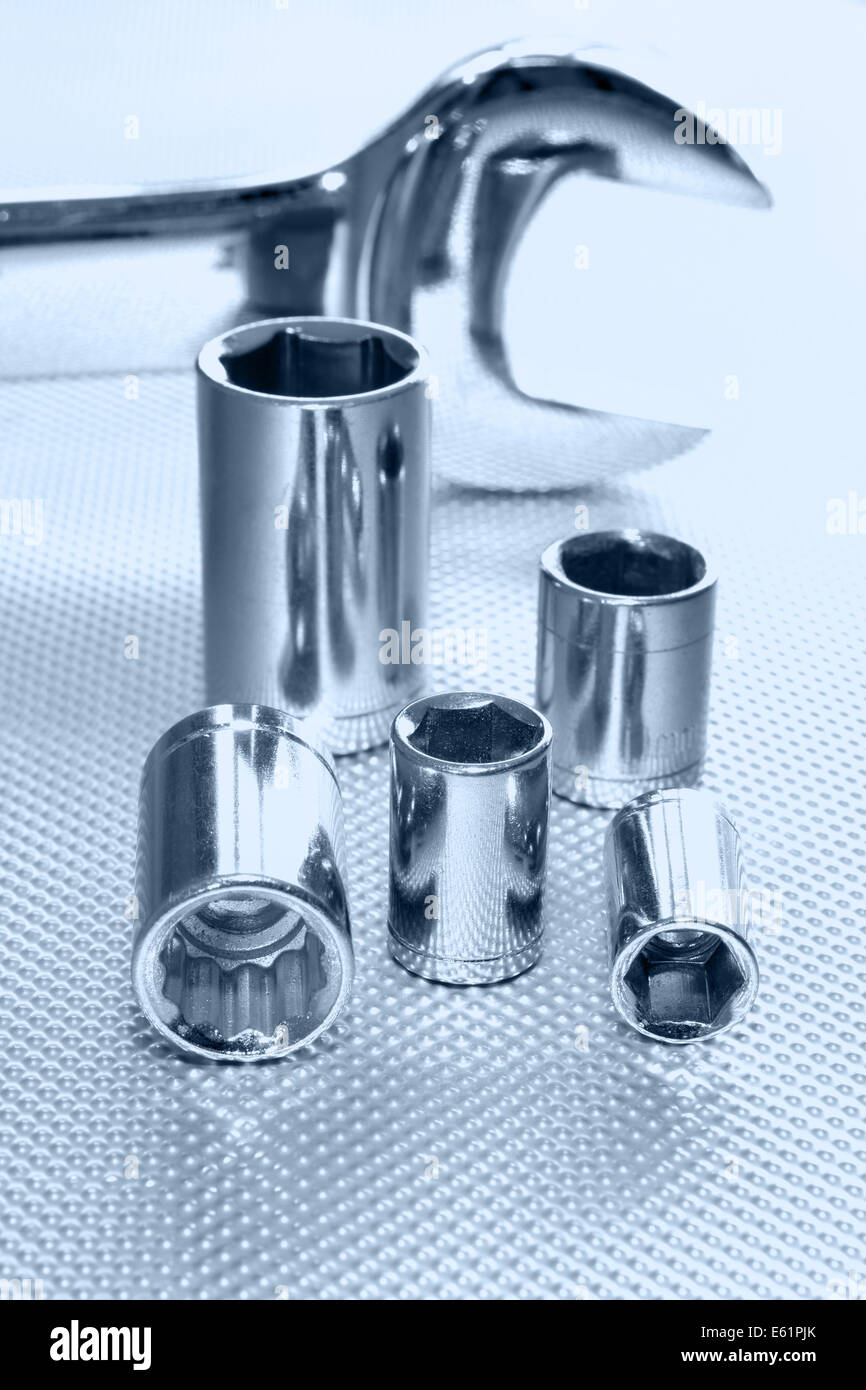 Mechanics sockets and Spanners an abstract engineering concept rendered ...