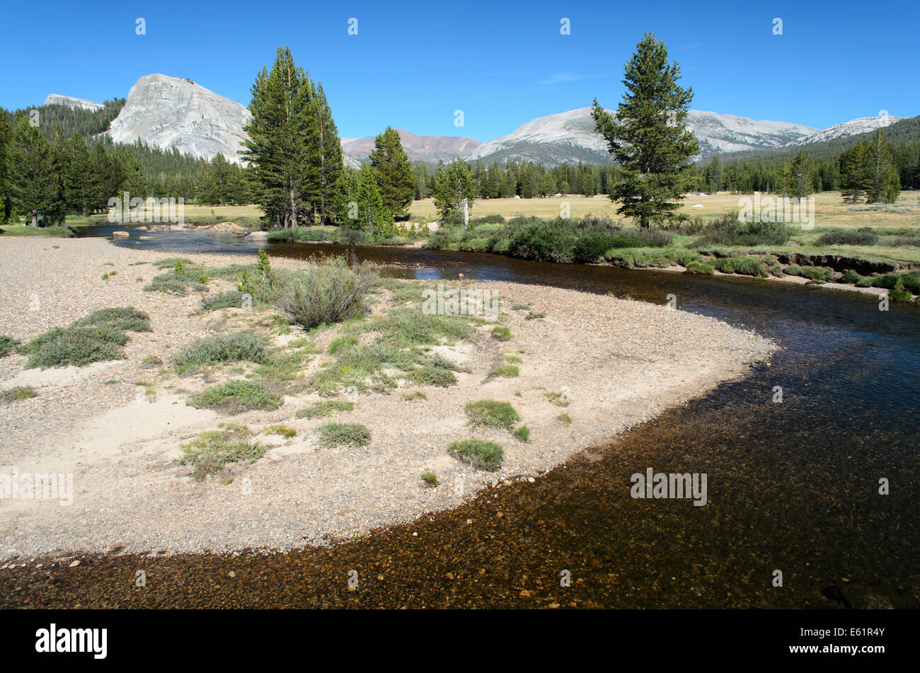Tuolumne River with Lembert Dome, Tuolumne Meadows, Yosemite NP Stock
