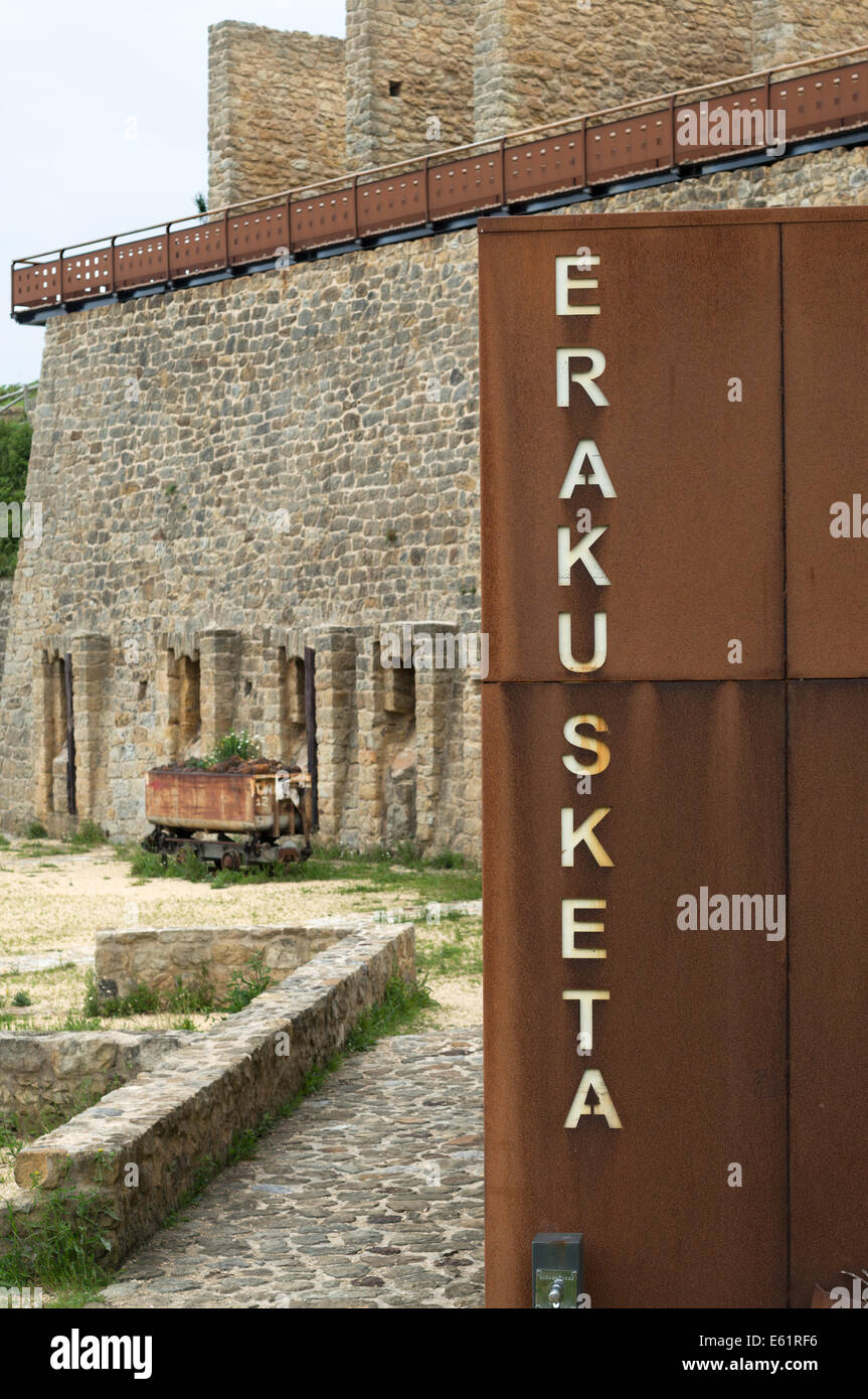 Erakusketa or exhibition or museum of old iron ore loading terminal Zarautz , Gipuzkoa, northern Spain, Europe Stock Photo
