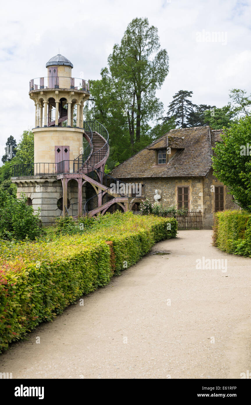 Marlborough Tower in the in the Queen's Hamlet (Marie-Antoinette's Estate) in Versailles, France Stock Photo