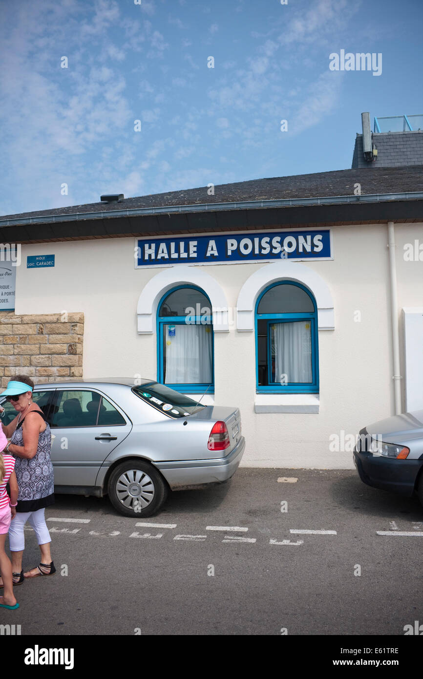 Fish hall 'Halle A Poissons' at La Trinité-sur-Mer, Brittany, France Stock Photo