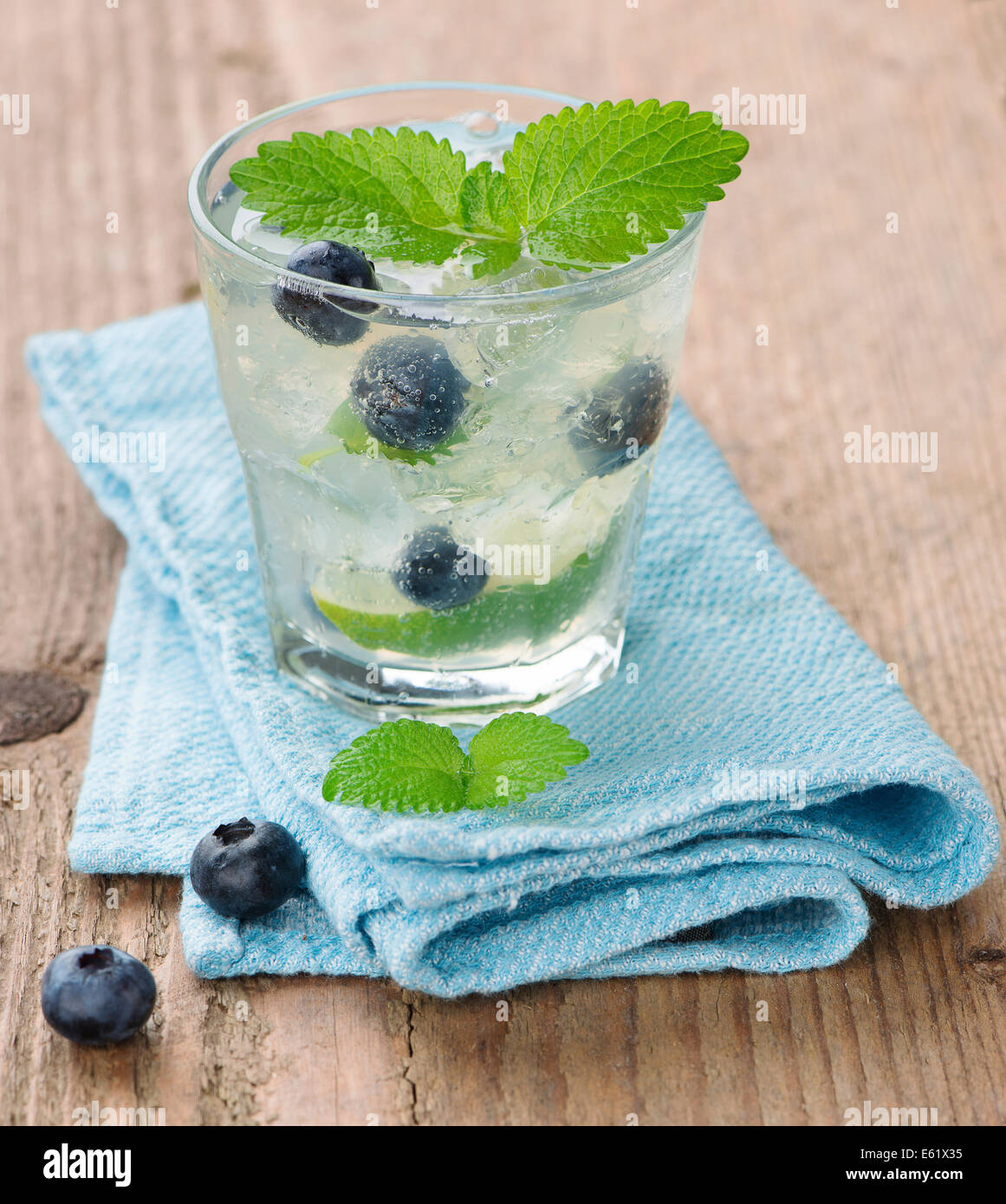 Lime and blueberry lemonade Stock Photo
