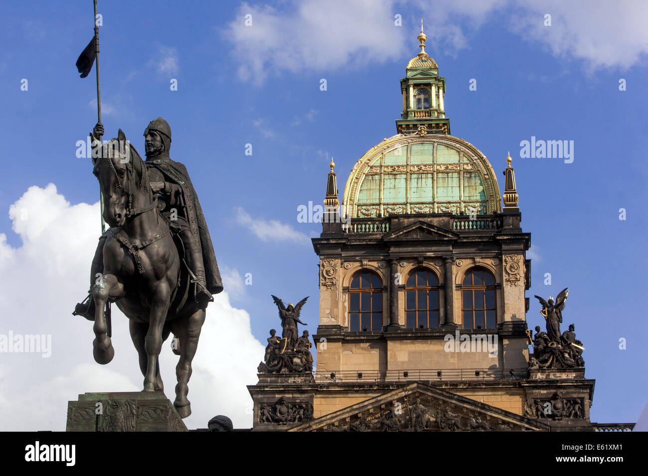 Statue of St Wenceslas on horseback, Wenceslas Square, Prague Czech