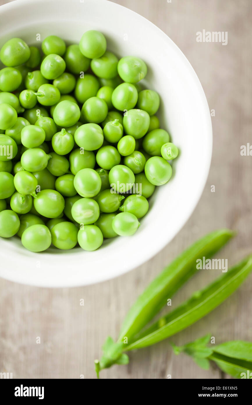 Shelled Peas in Bowl Stock Photo