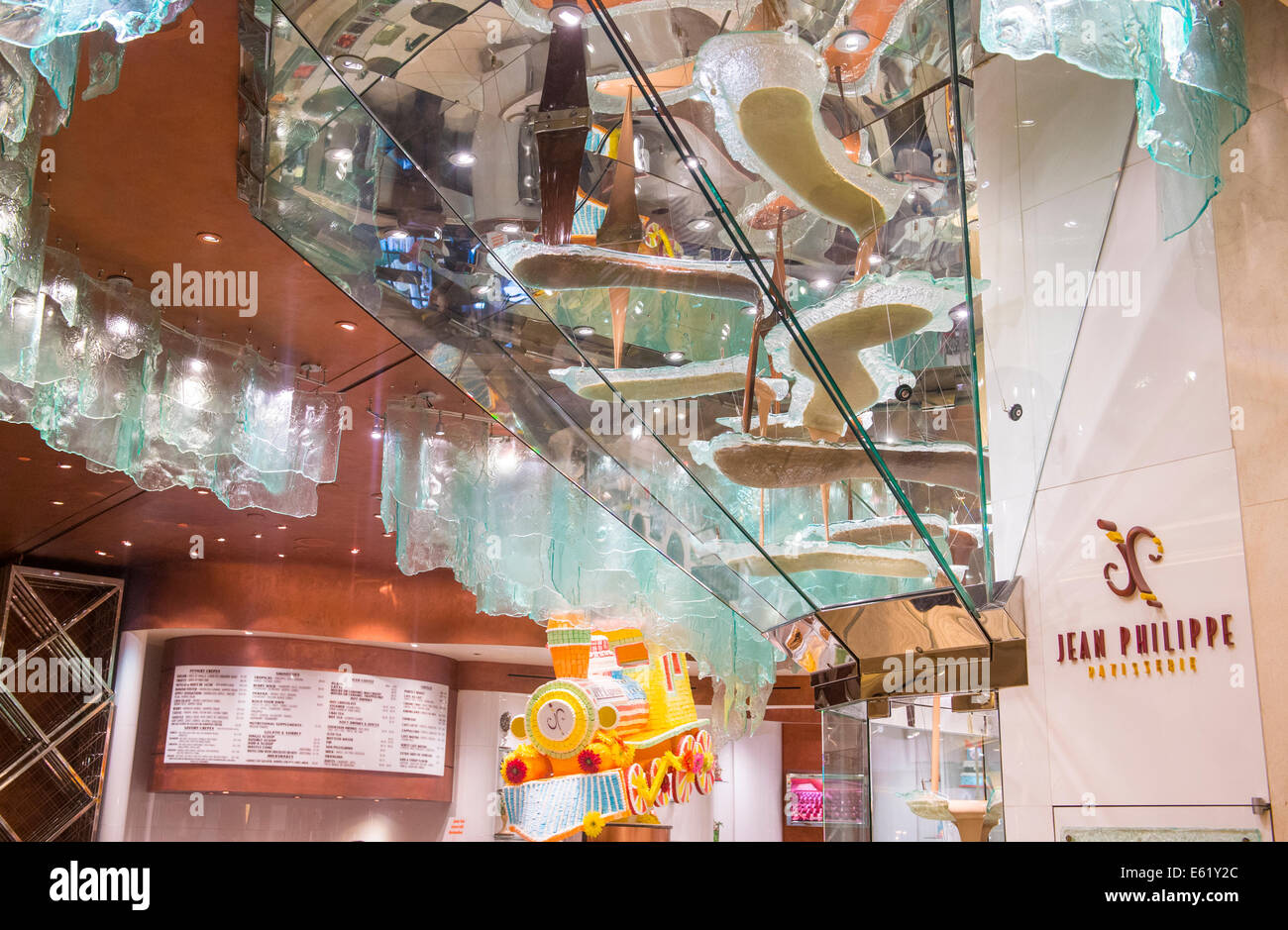 Worlds Largest Chocolate Fountain in Bellagio hotel in Las Vegas Stock