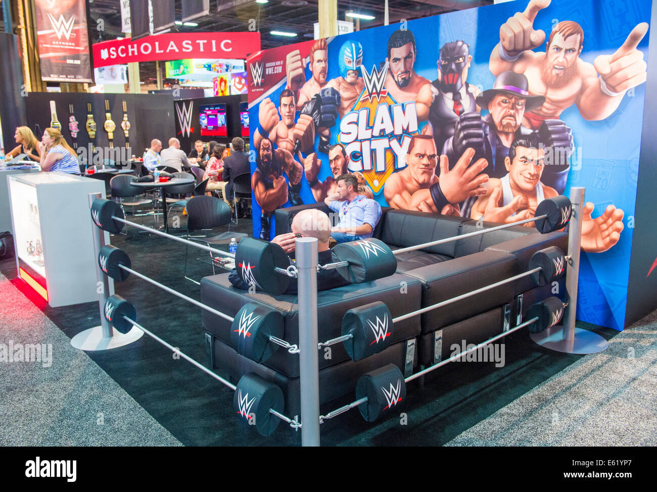 LAS VEGAS - JUNE 17 : The WWE booth at the Licensing Expo in Las Vegas , Nevada on June 17 2014. Stock Photo