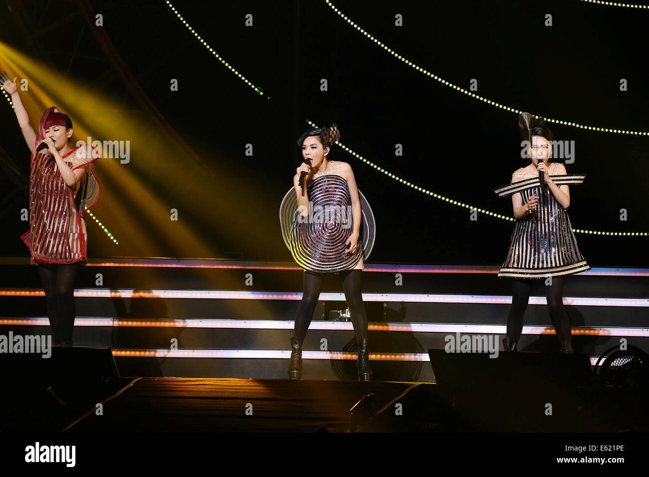 Girl group S.H.E perform on stage during "S.H.E 2Geth…