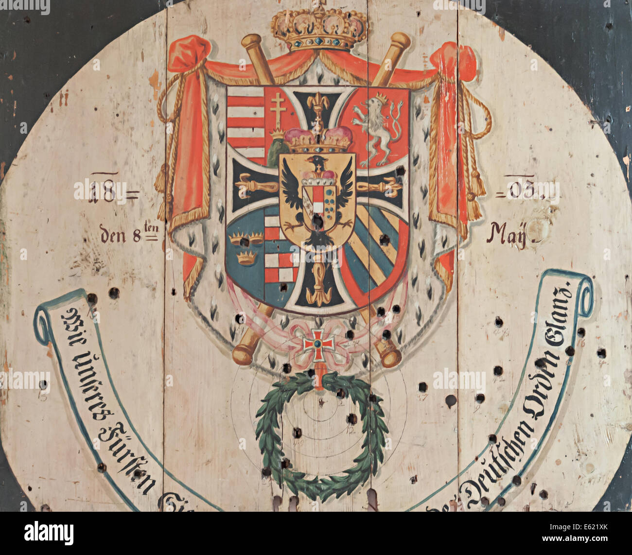 Very old historic target in castle Sovinec Stock Photo - Alamy