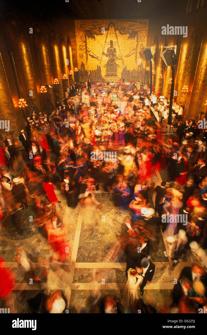 Dancing in Golden Room at Stockholm City Hall during Nobel Awards Stock Photo