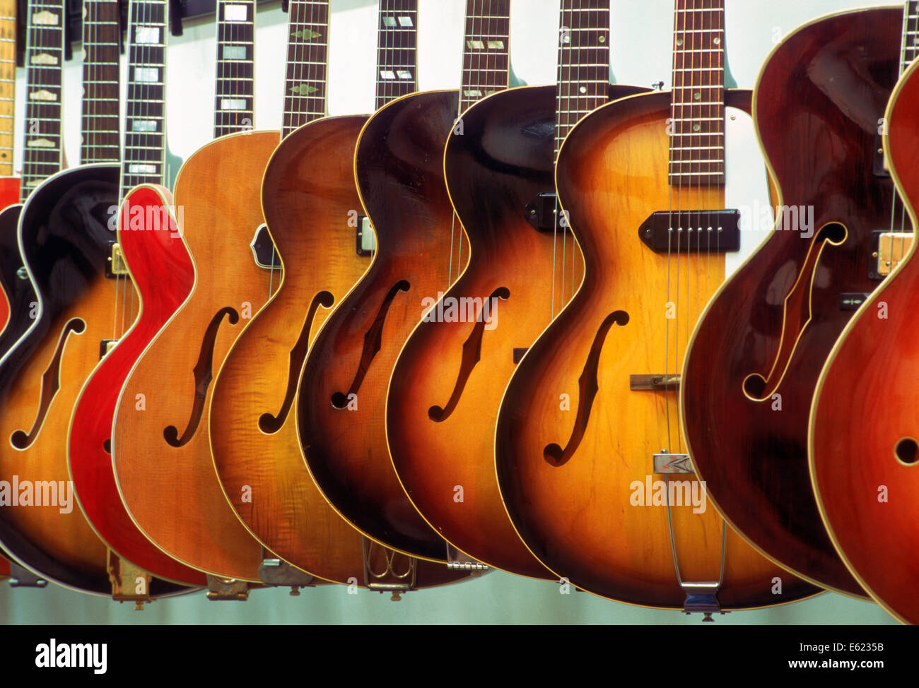 Made in America.  Grunn Guitars shop in Nashville Tennessee selling musical instruments Stock Photo