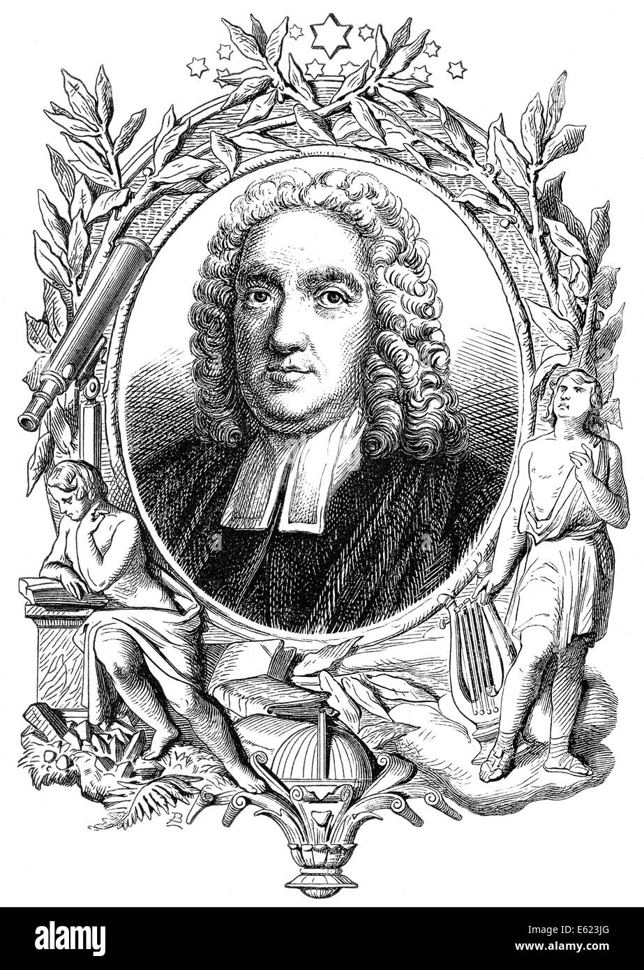 Jonathan Swift or Isaac Bickerstaff, 1667 - 1745, an Irish writer and satirist of the early Enlightenment, author of Gulliver's Stock Photo