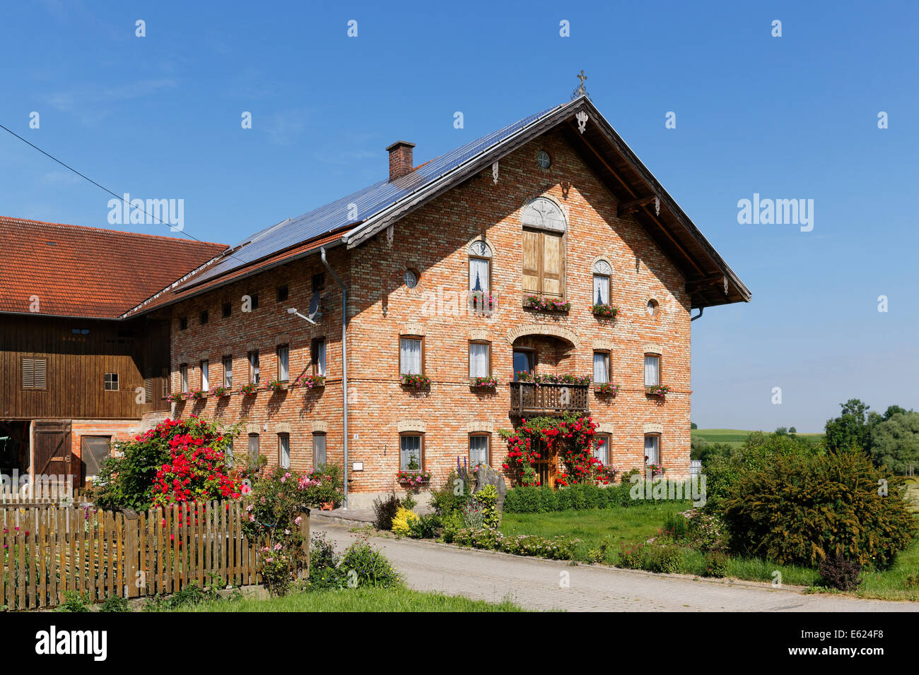 Farmhouse, Perfall, Eiselfing, Chiemgau, Upper Bavaria, Bavaria, Germany Stock Photo
