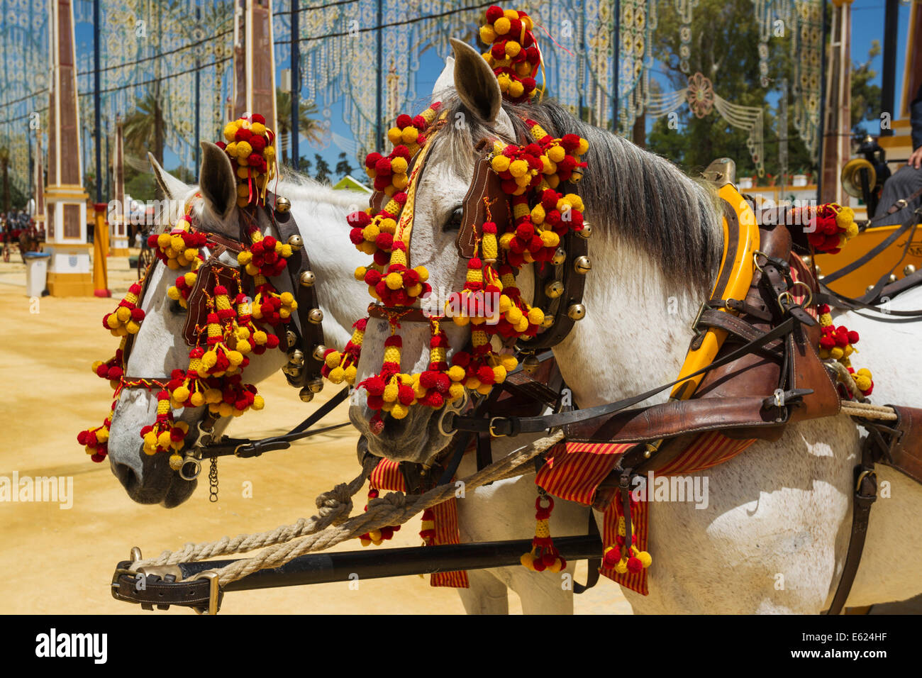 Decorated horses at the Feria del Caballo Horse Fair, Jerez de la