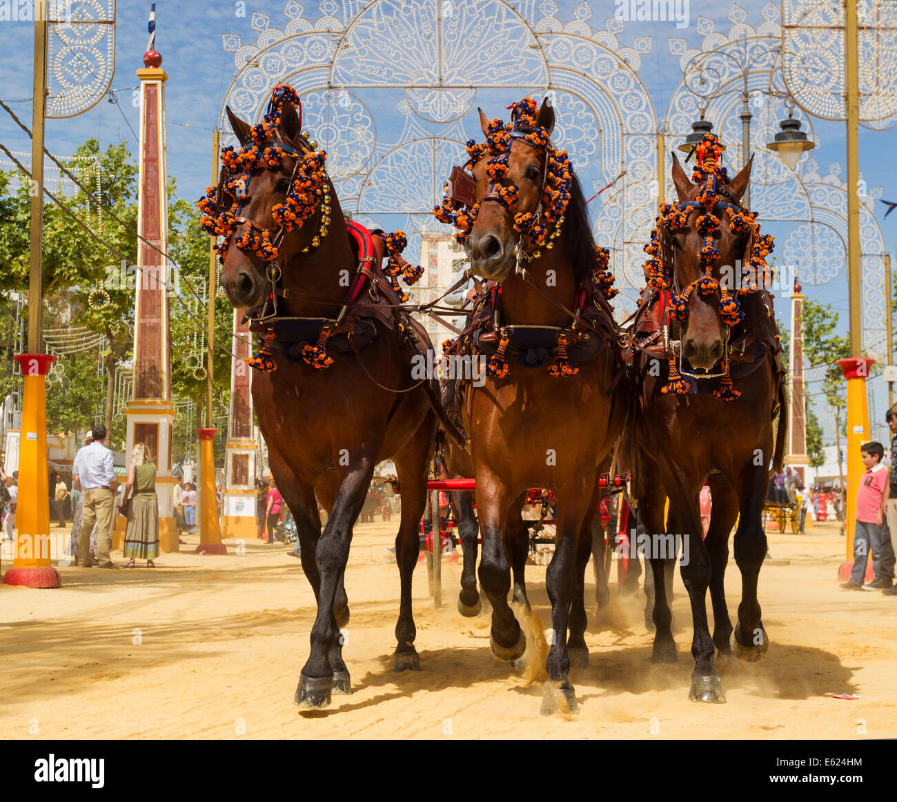 Decorated horses at the Feria del Caballo Horse Fair, Jerez de la