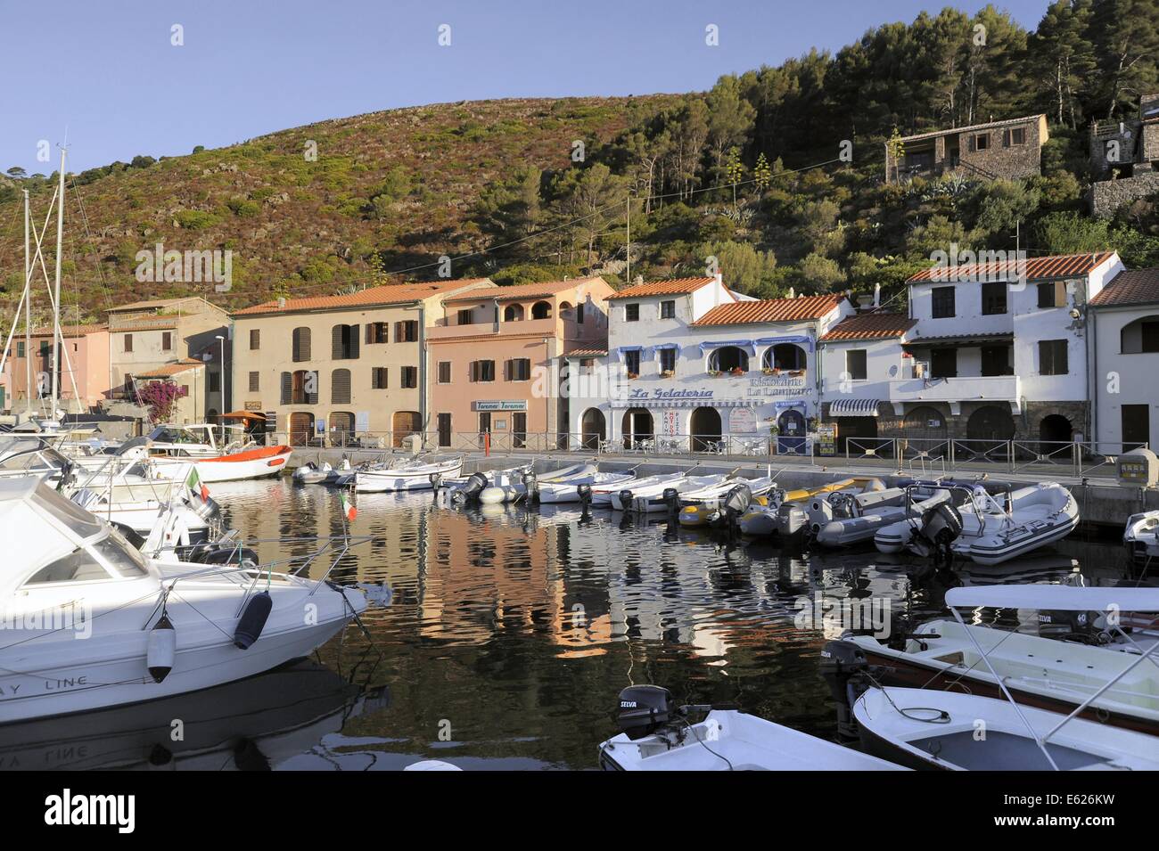 Capraia island (Tuscan Archipelago, Italy), the Port village Stock Photo