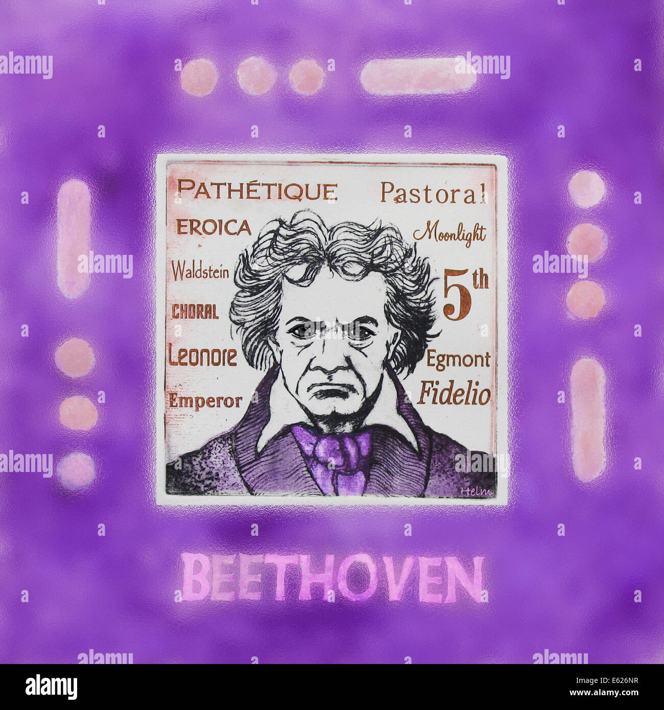 Ludwig van Beethoven, portrait  illustration, German composer, 1770 - 1827 Stock Photo