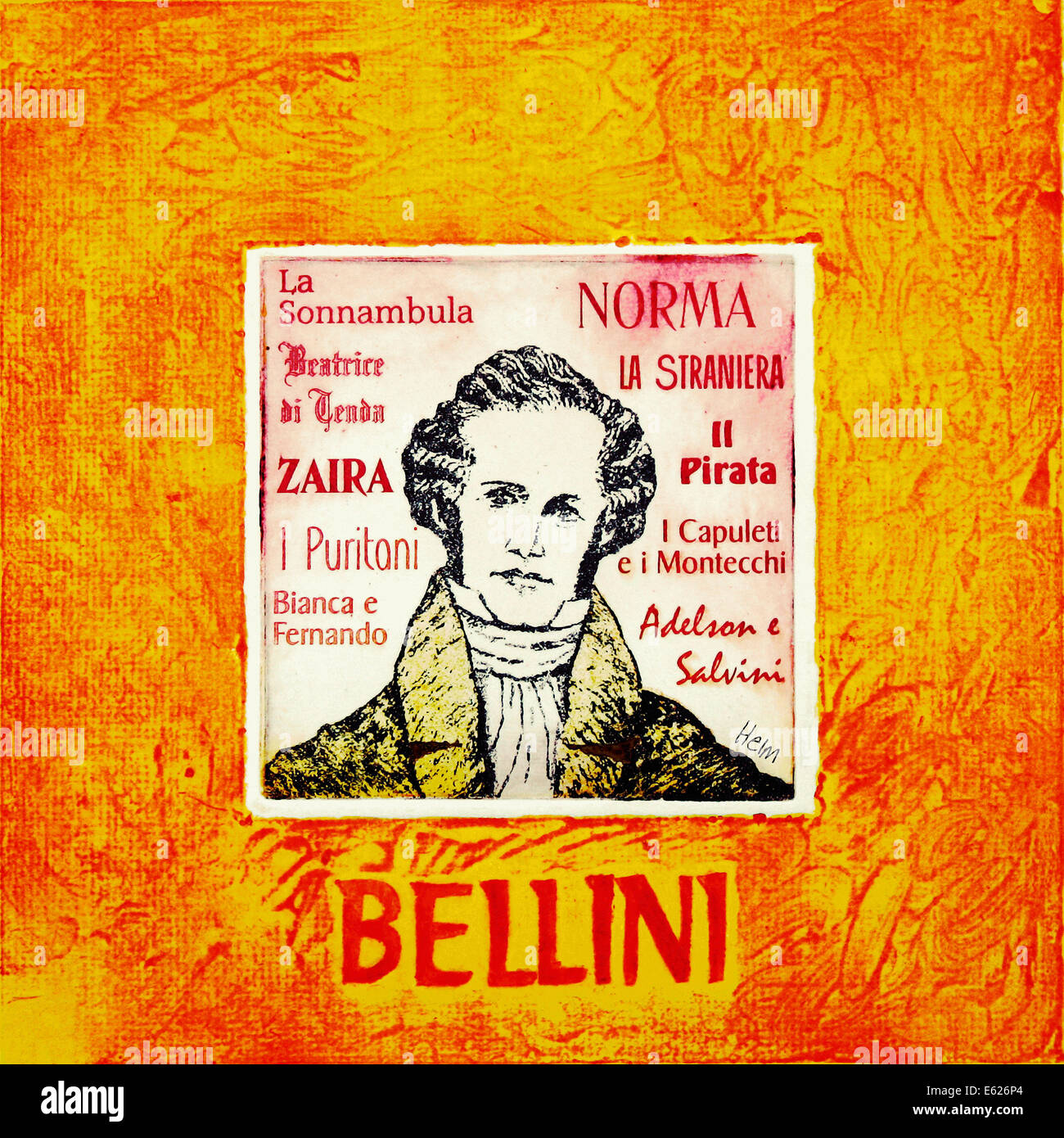 Vincenzo Bellini, portrait, Italian bel canto composer, 1801 - 1836 Stock Photo