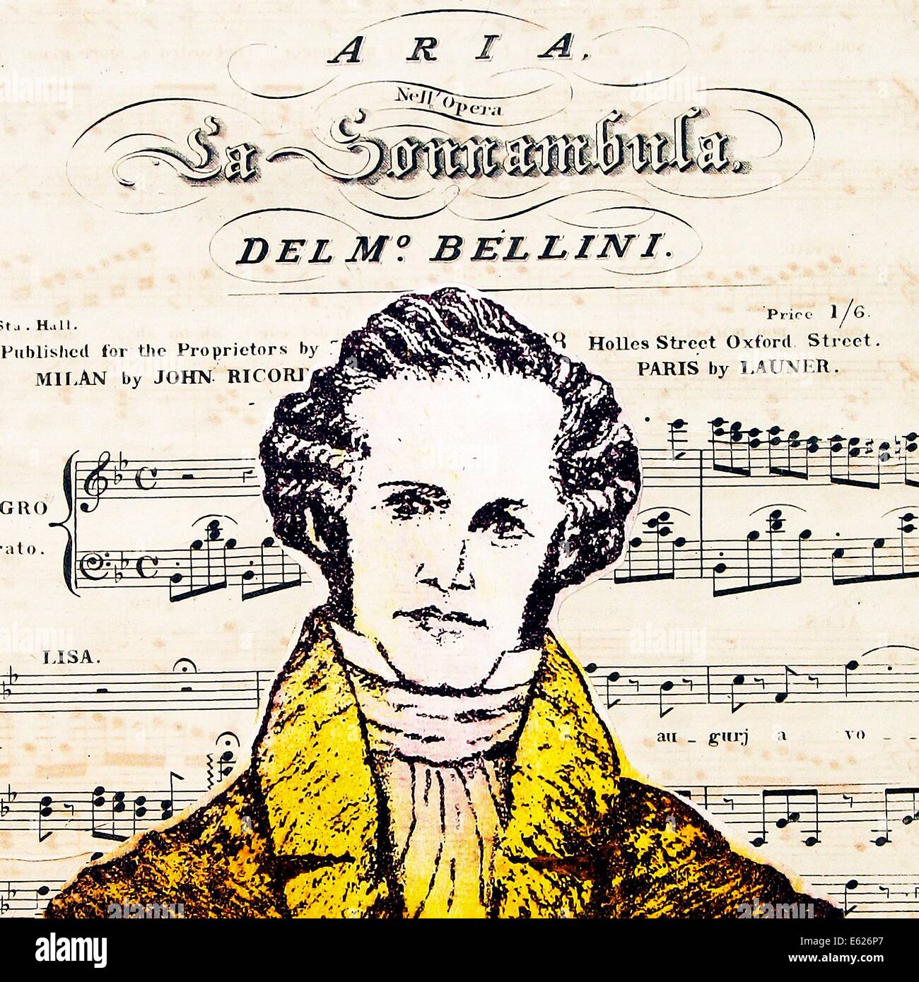 Vincenzo Bellini, portrait, Italian bel canto composer, 1801 - 1836 Stock Photo