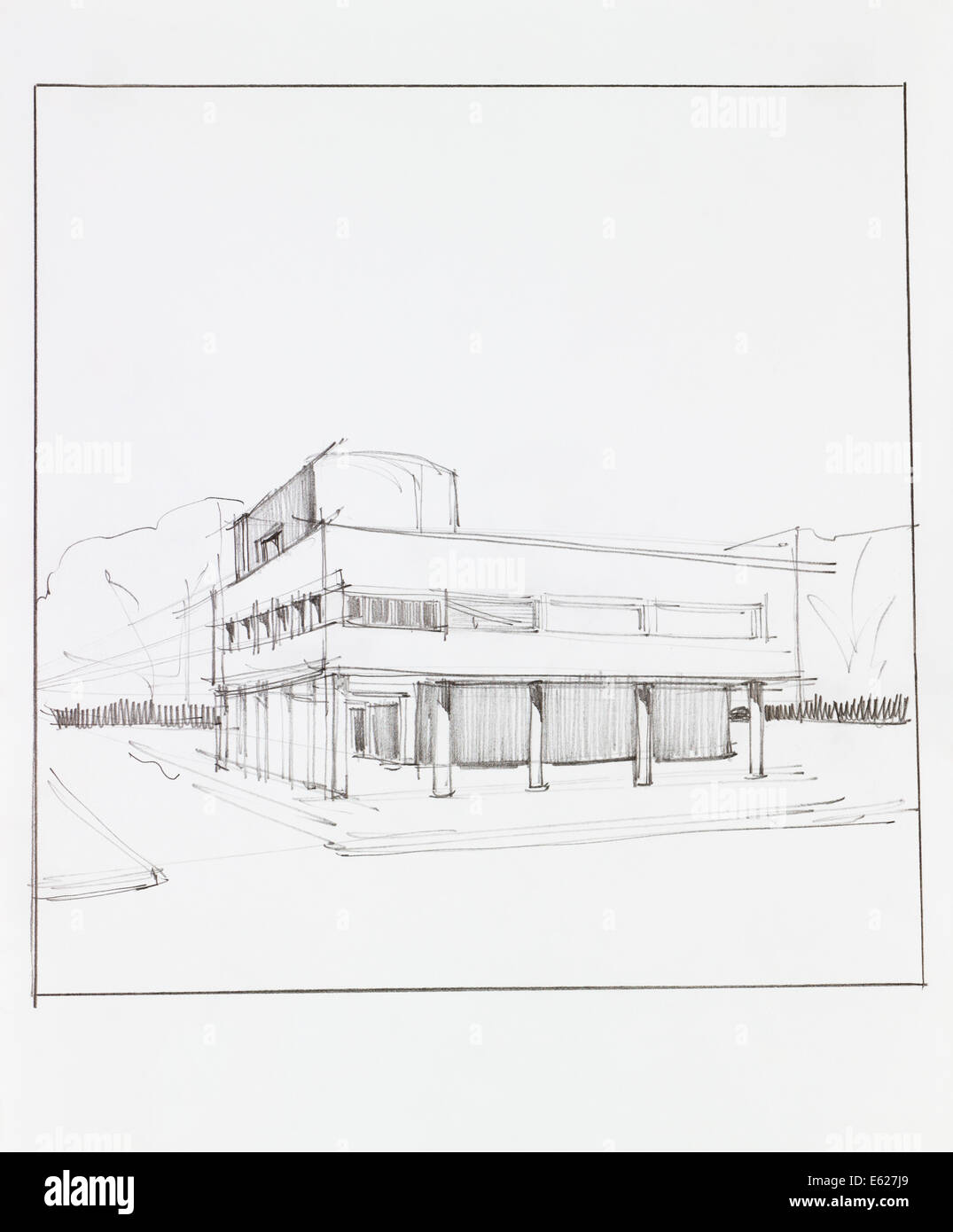 Premium Photo | Architectural project sketch. generative ai . modern  building sketch