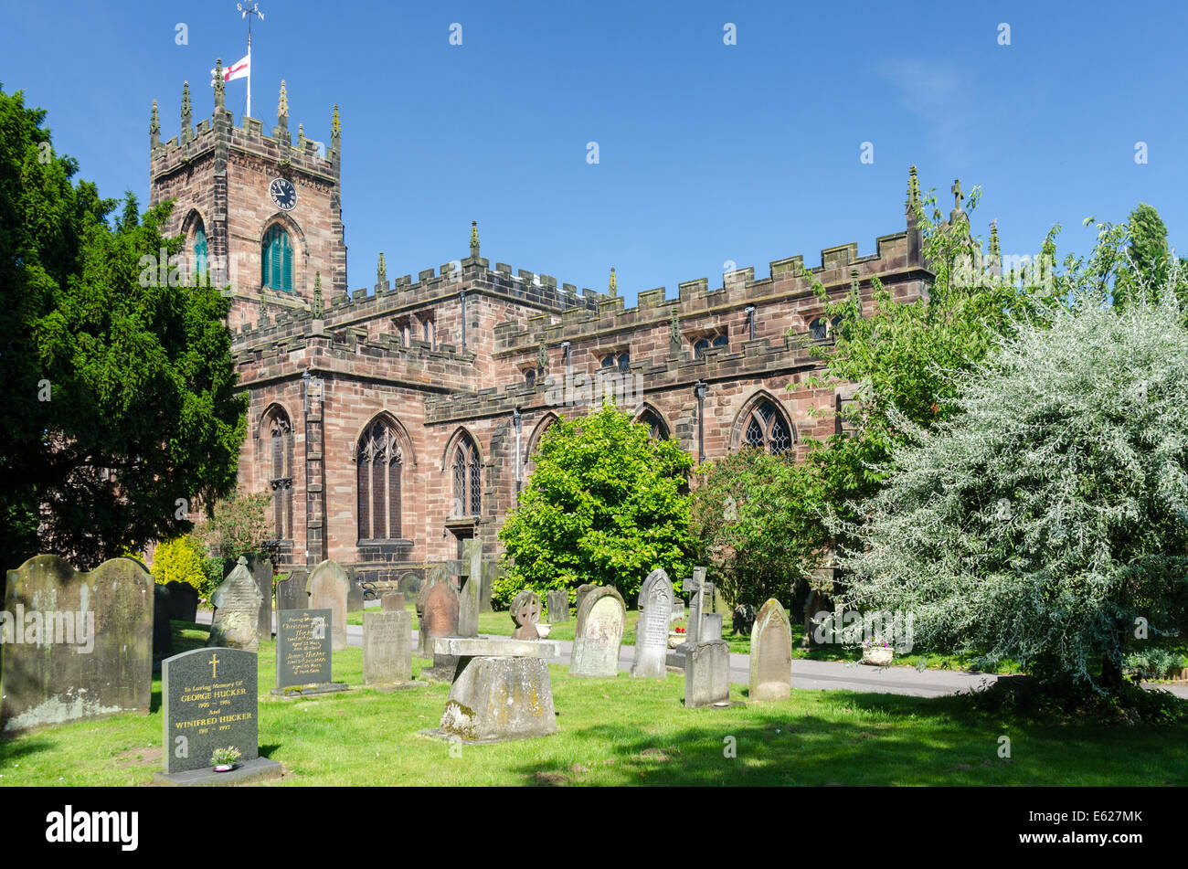 St Michael and All Angels grade 1 listed church in the historic staffordshire market town of Penkridge Stock Photo