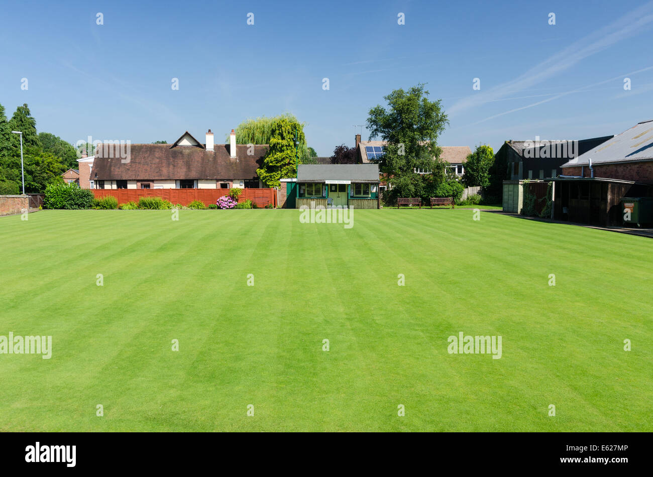 The bowling green at Penkridge Bowling Club in the historic