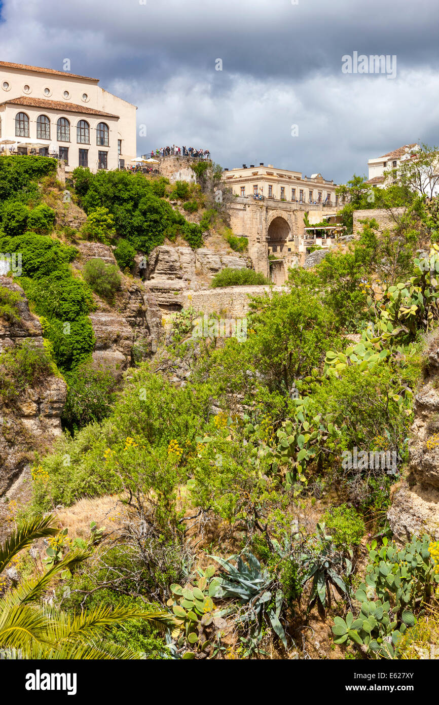 View over El Tajo Gorge, Ronda, Malaga province, Andalusia, Spain, Europe. Stock Photo