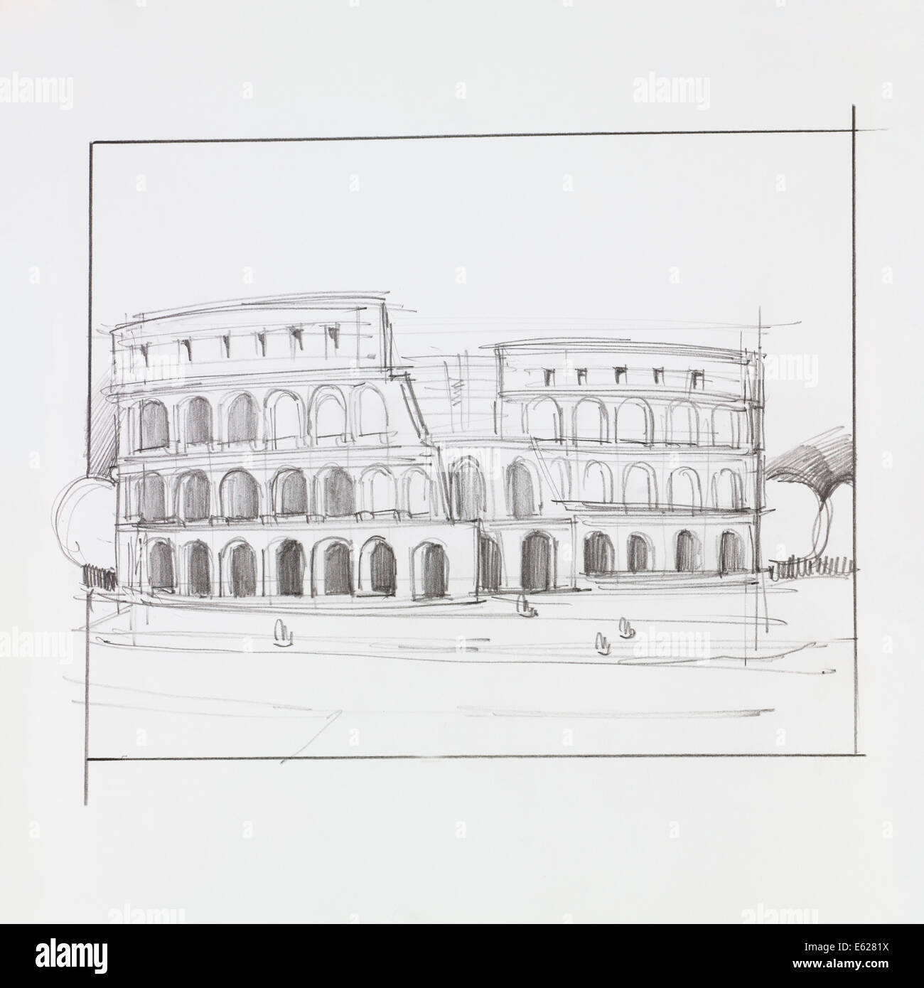 pics Easy Roman Architecture Sketches https www alamy com stock photo hand drawn illustration of colosseum of rome italy 72579638 html
