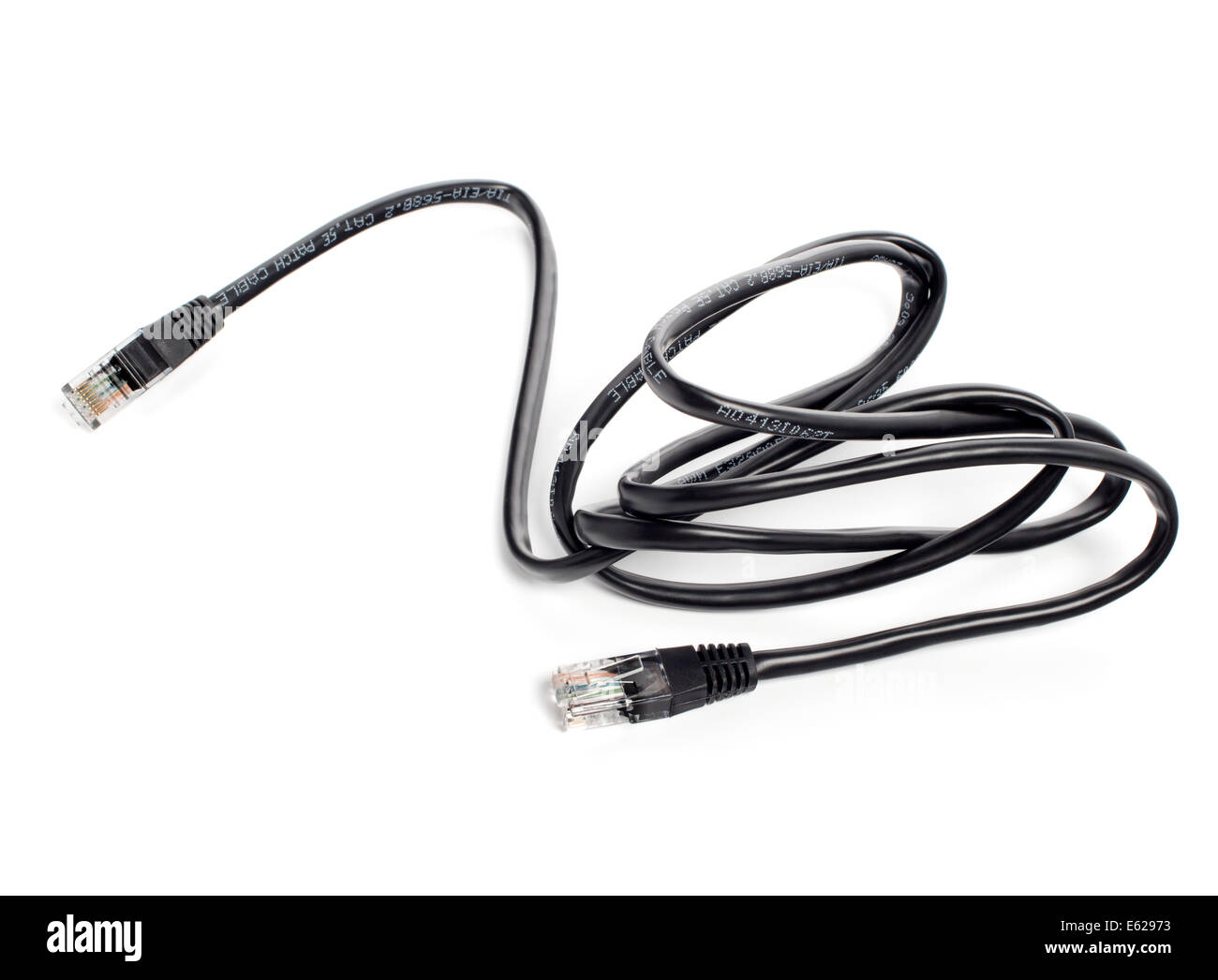 Black wire rj-45 on a white background, isolated Stock Photo