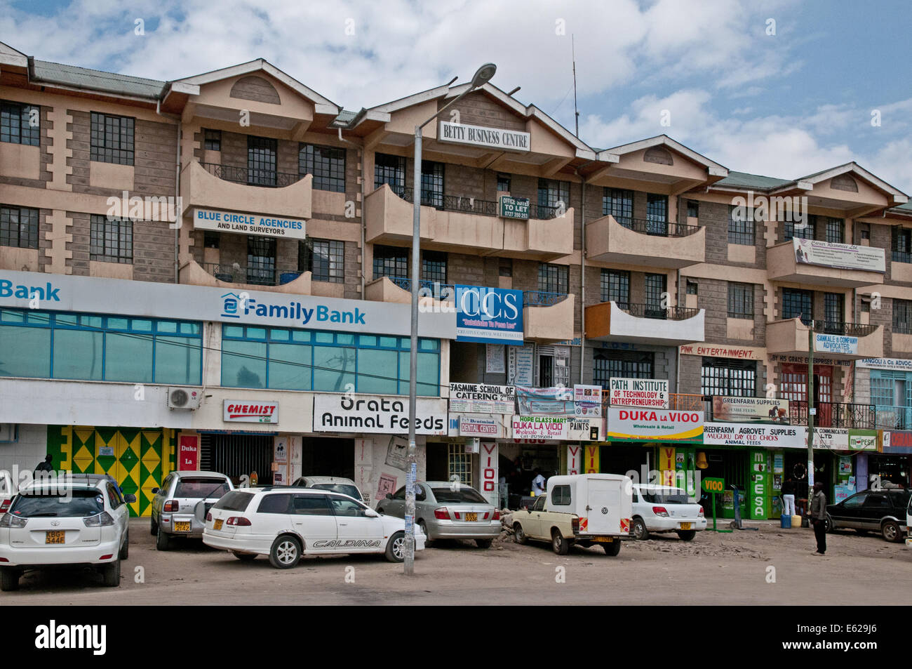 Betty Business Centre modern development four storey shopping and office block at Kitengela on Nairobi Namanga road Kenya Africa Stock Photo