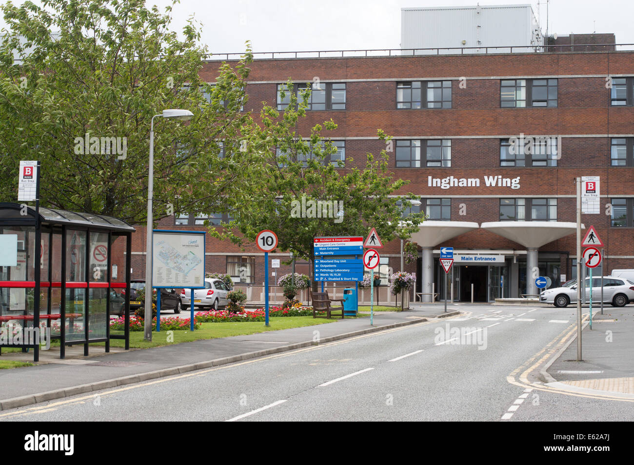 Entrance to the Ingham Wing of South Tyneside District Hospital north east England UK Stock Photo