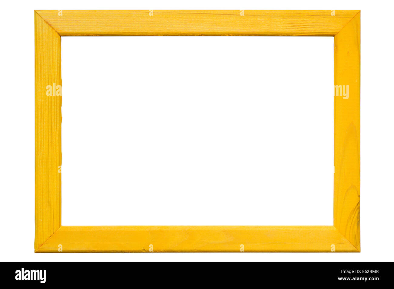yellow wooden frame on the white background Stock Photo