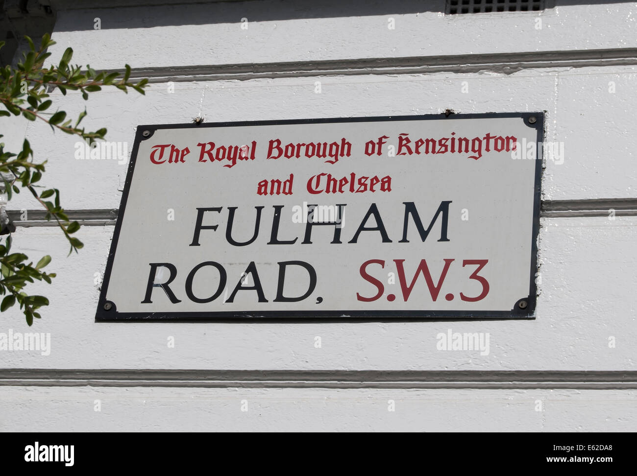 street name sign for fulham road, in the royal borough of kensington