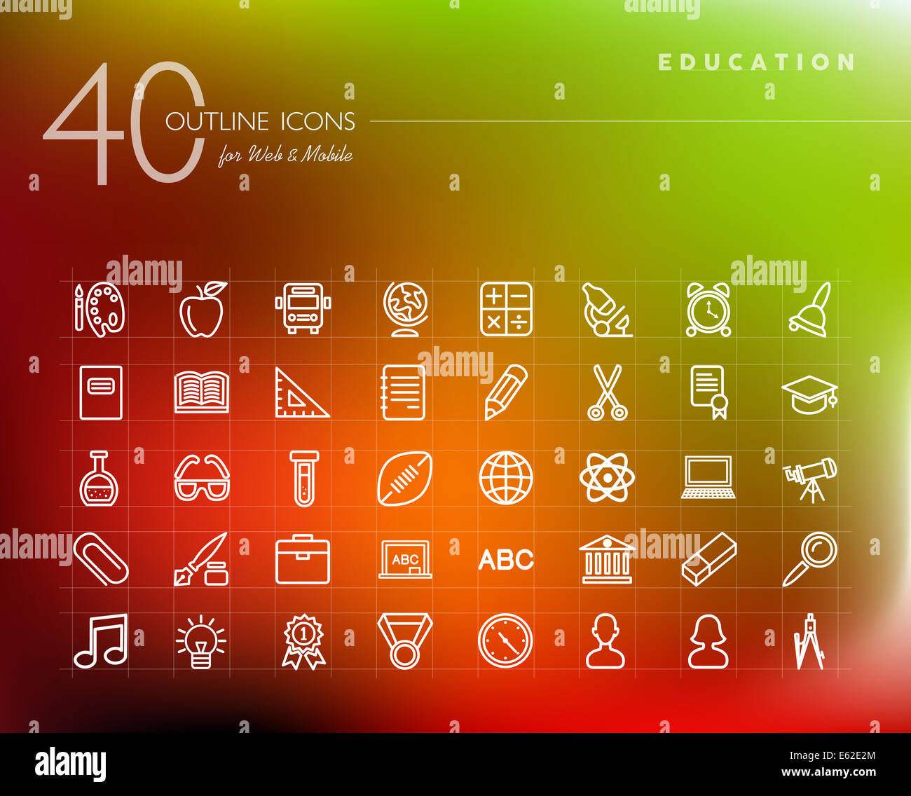 Education thin line icons set for web and mobile app. EPS10 vector file organized in layers for easy editing. Stock Photo
