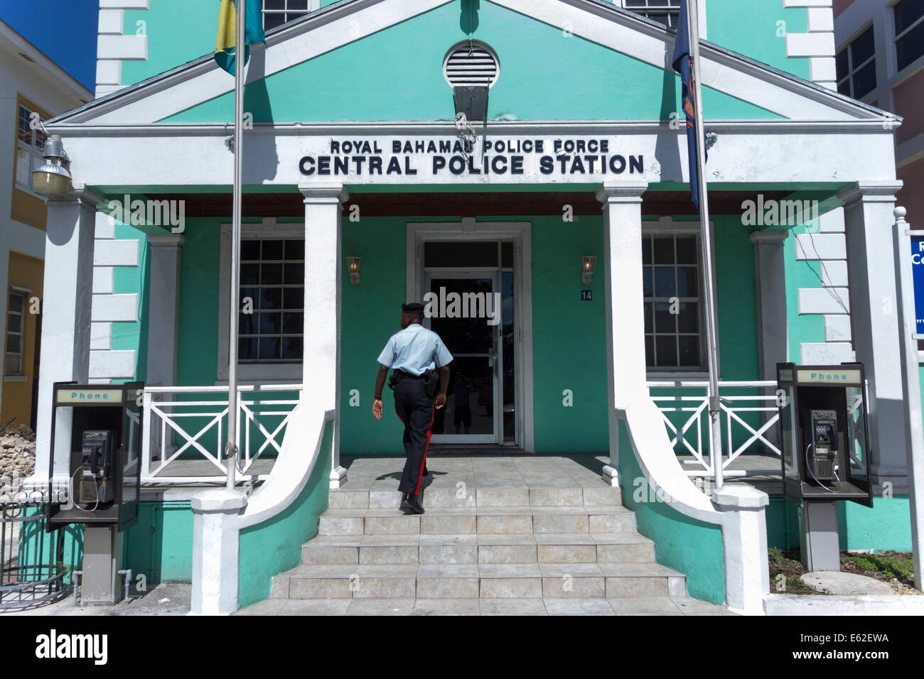 Central Police Station, Royal Bahamas Police Force, Nassau, Providence Island, The Bahamas Stock Photo