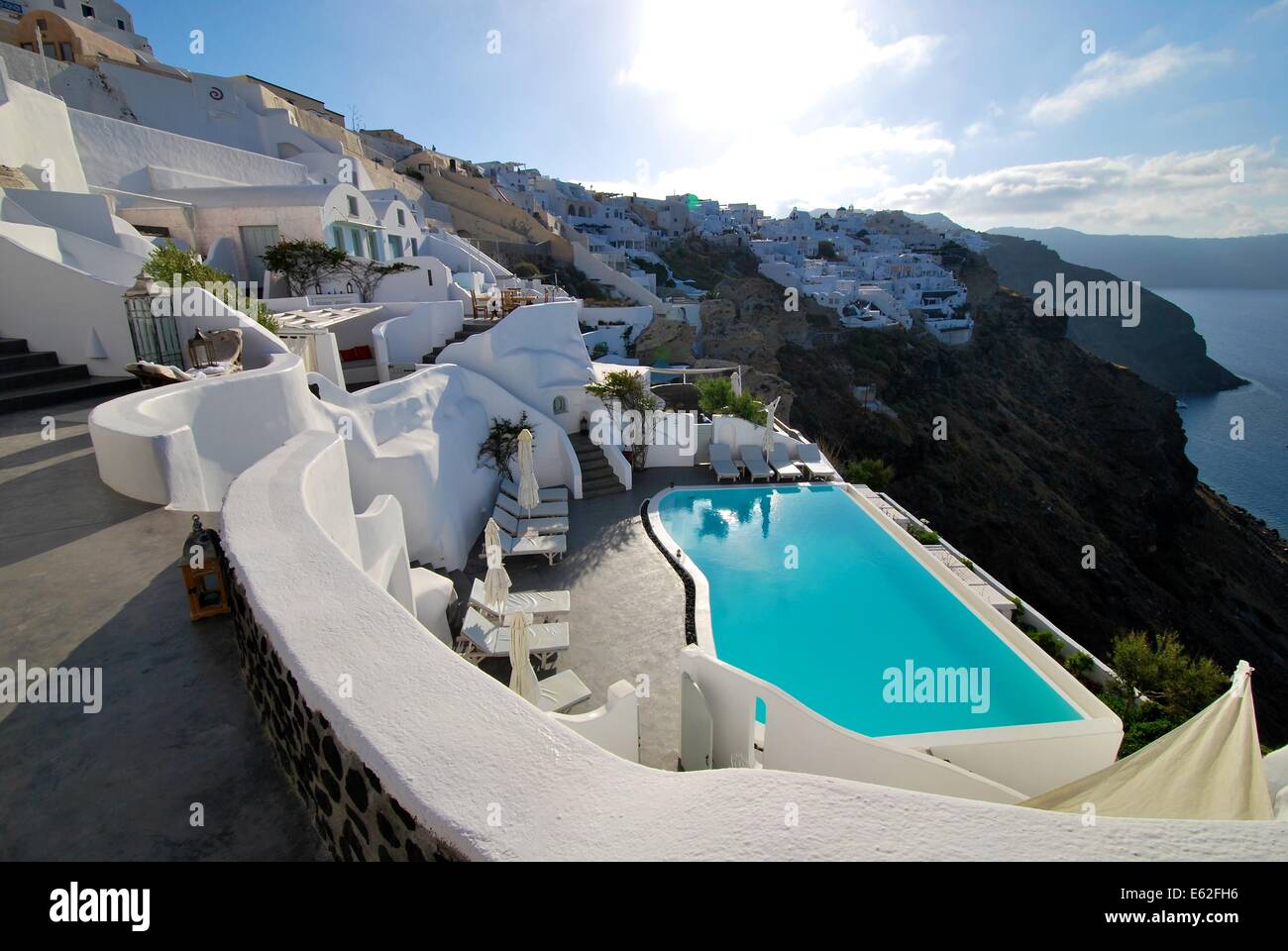 An Oasis in Santorini Greece Stock Photo