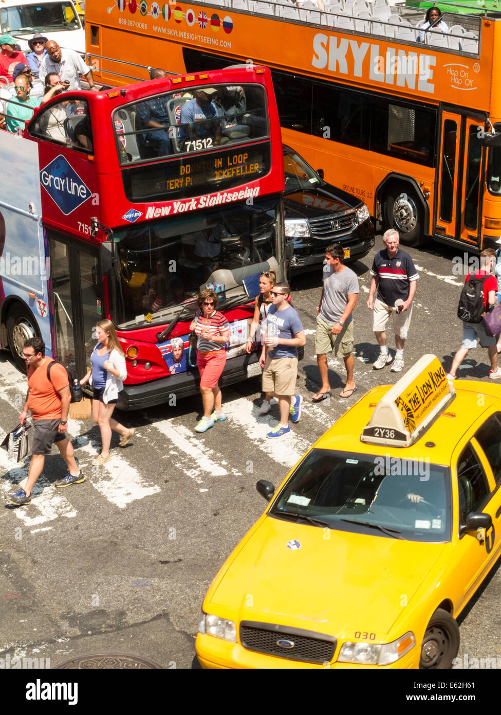 Gridlock, Busy Intersection, Times Square, NYC Stock Photo
