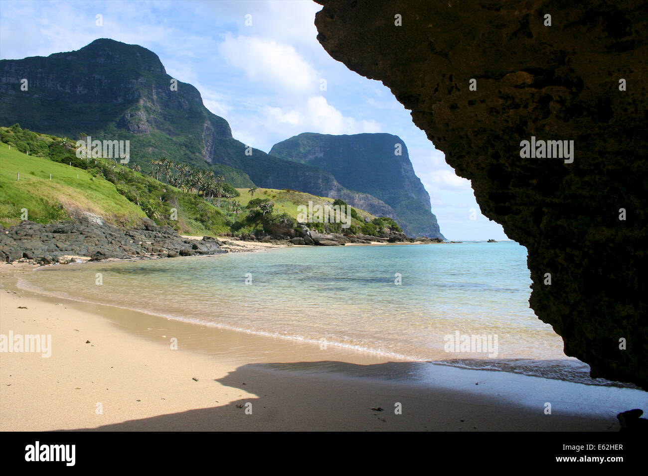 The secluded beach at Lover's Bay on Lord Howe Island, Australia Stock