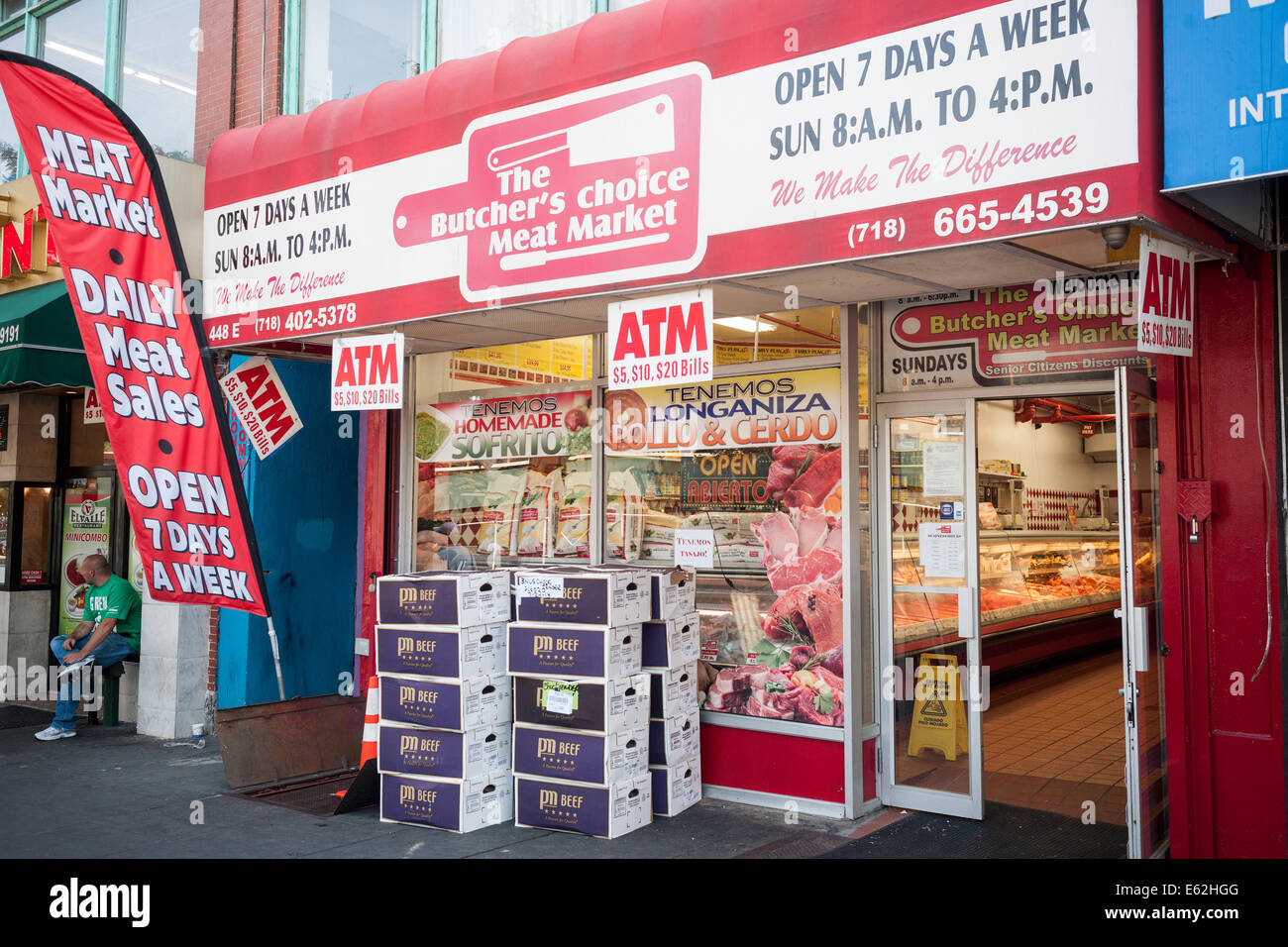 A butcher shop in the Hub in the Melrose neighborhood of the Bronx in