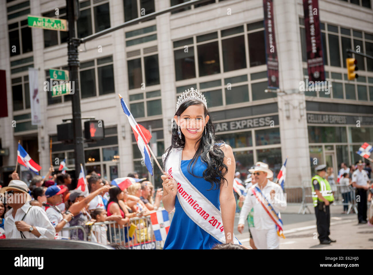 Hispanic beauty queen rides in the 33rd Annual Dominican Day Parade in